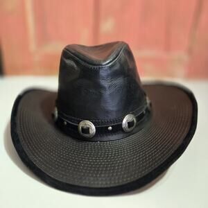 CUSTOM-MADE Genuine Leather Beaver Brand Western Cowboy Hat Concho Band Size S